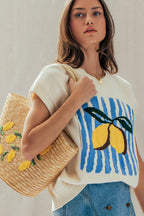 Lemon Graphic Knit Vest Citrus Print