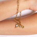 18K Gold Mother Of Pearl Pickleball Charm