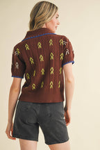 Hand Embroidered Button Down Sweater