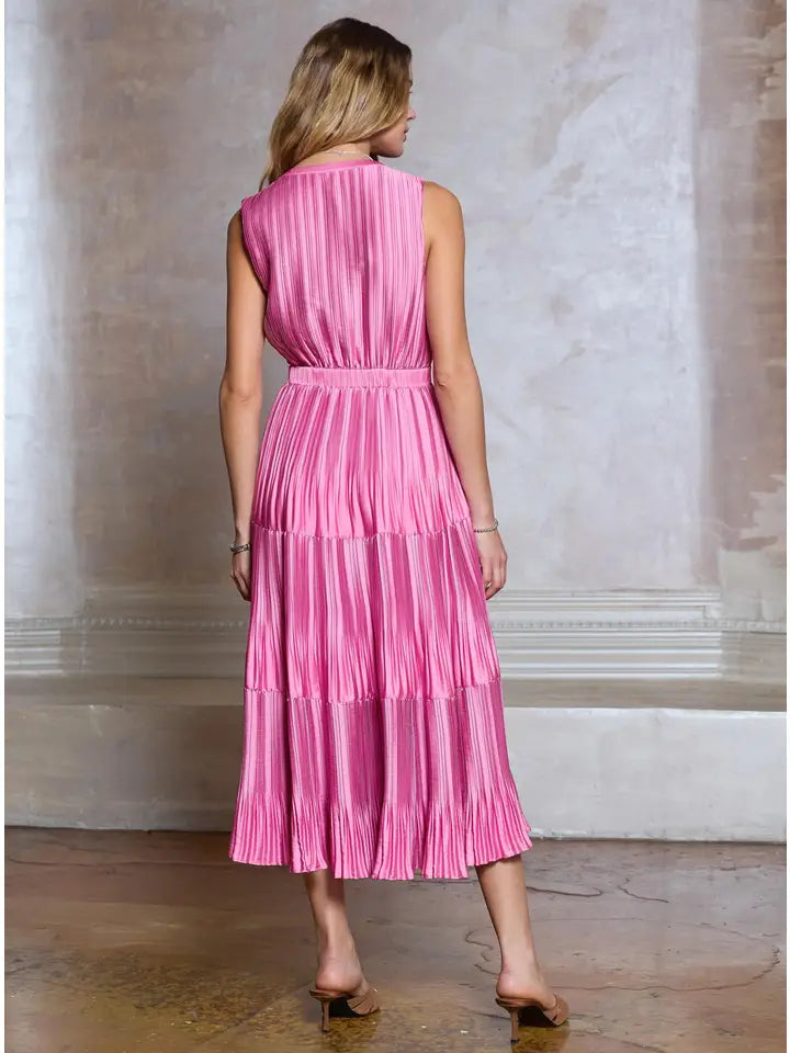 Pleated Sleeveless Maxi Dress