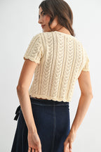Lace Knit Pearl Button Cardigan