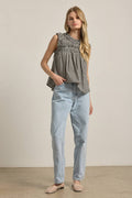 GINGHAM RUFFLE BLOUSE