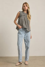 GINGHAM RUFFLE BLOUSE