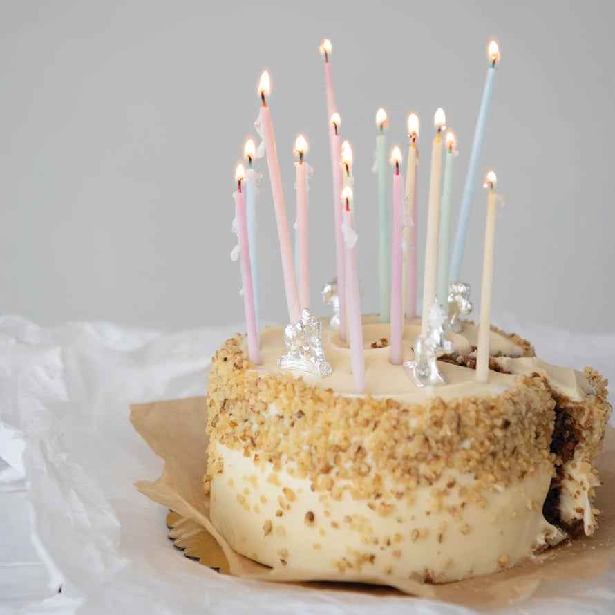 Unscented Birthday Taper Candles with Colored Wick in Box, Set of 48