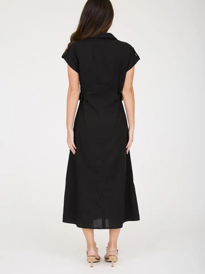 Linen Midi Shirt Dress
