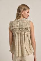 GINGHAM RUFFLE BLOUSE