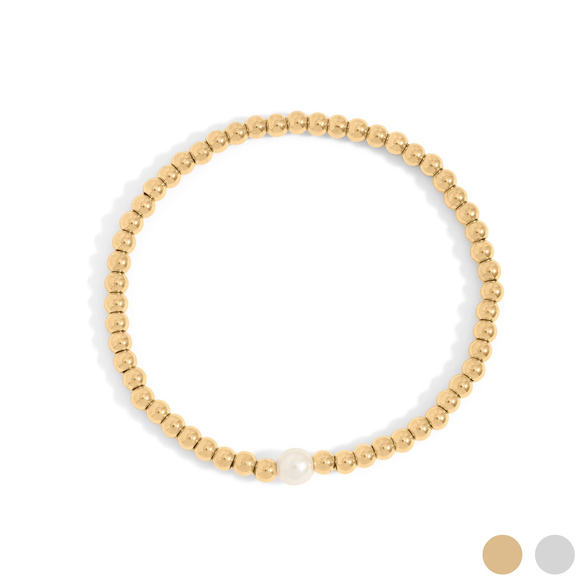 18K Gold Stretch Bracelet with Pearl