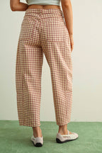 MINI CHECKER PATTERN BARREL PANTS