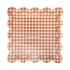 GBL1343 - Rust Gingham Scalloped Square Paper Plates
