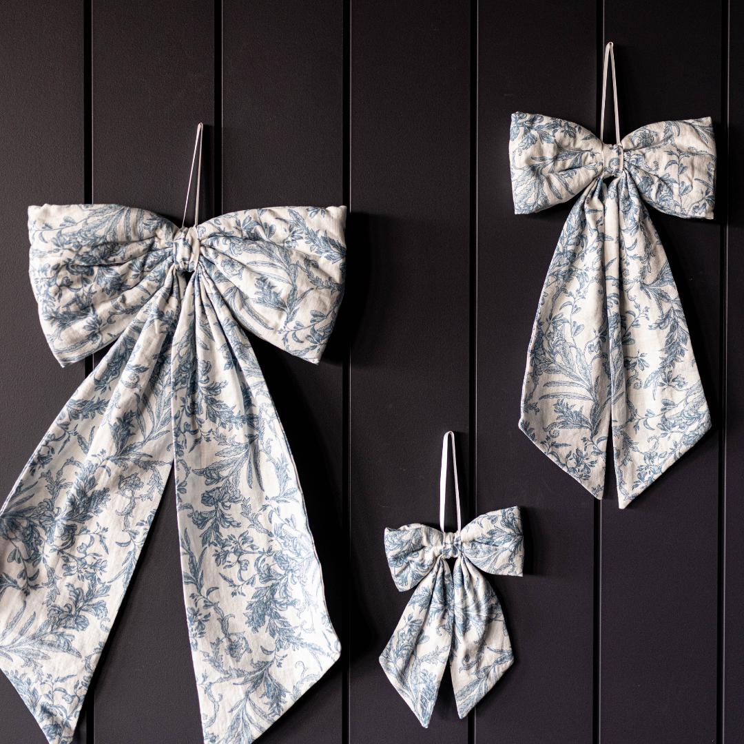 Bows Star Toile Baby Blue Fabric