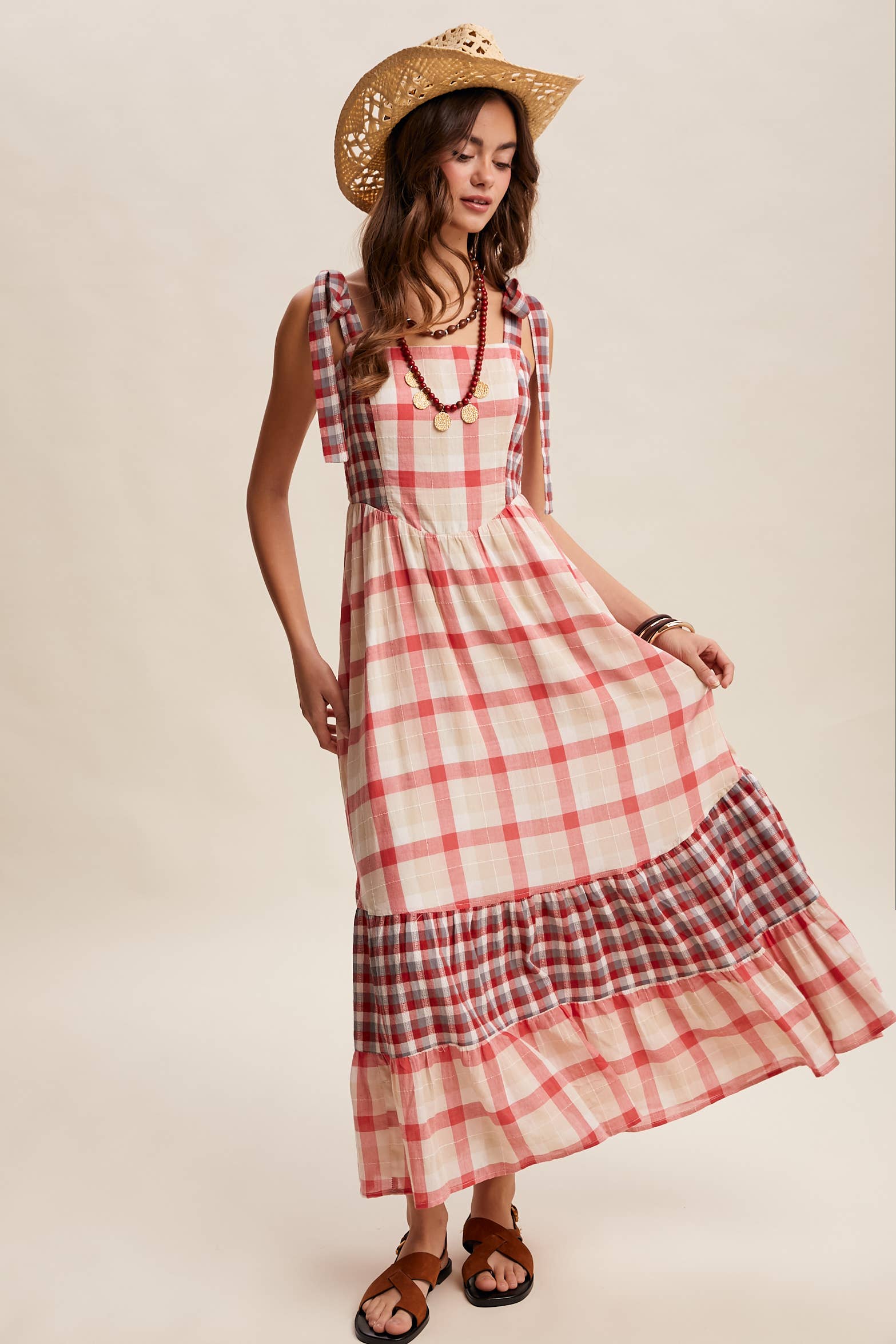 Gingham Tiered Maxi Dress