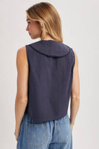 LINEN FRONT TIE SLEEVELESS TOP