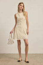 Lace Mini Dress with Faux Button Detail