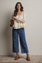 Ruffle Hem Peasant Blouse