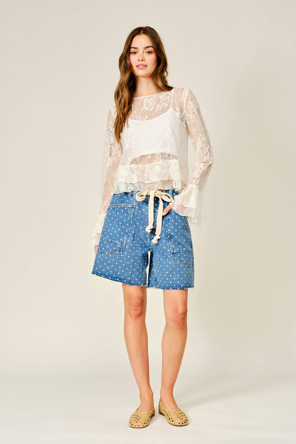 SMALL POLKA DOT BARREL SHORTS WITH BELT