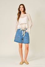 SMALL POLKA DOT BARREL SHORTS WITH BELT