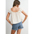 Ditsy Print Ribbon-Tie Top