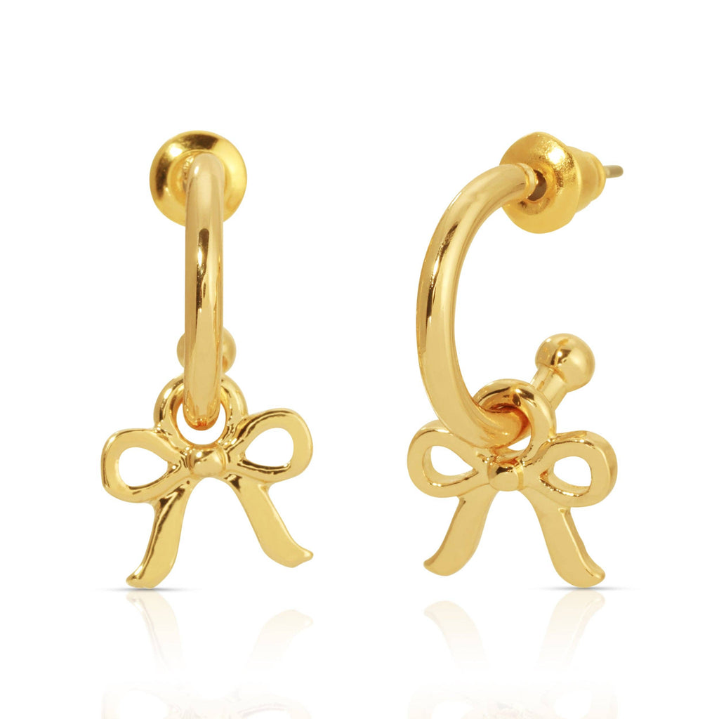 Beautiful Bow Charm Hoops
