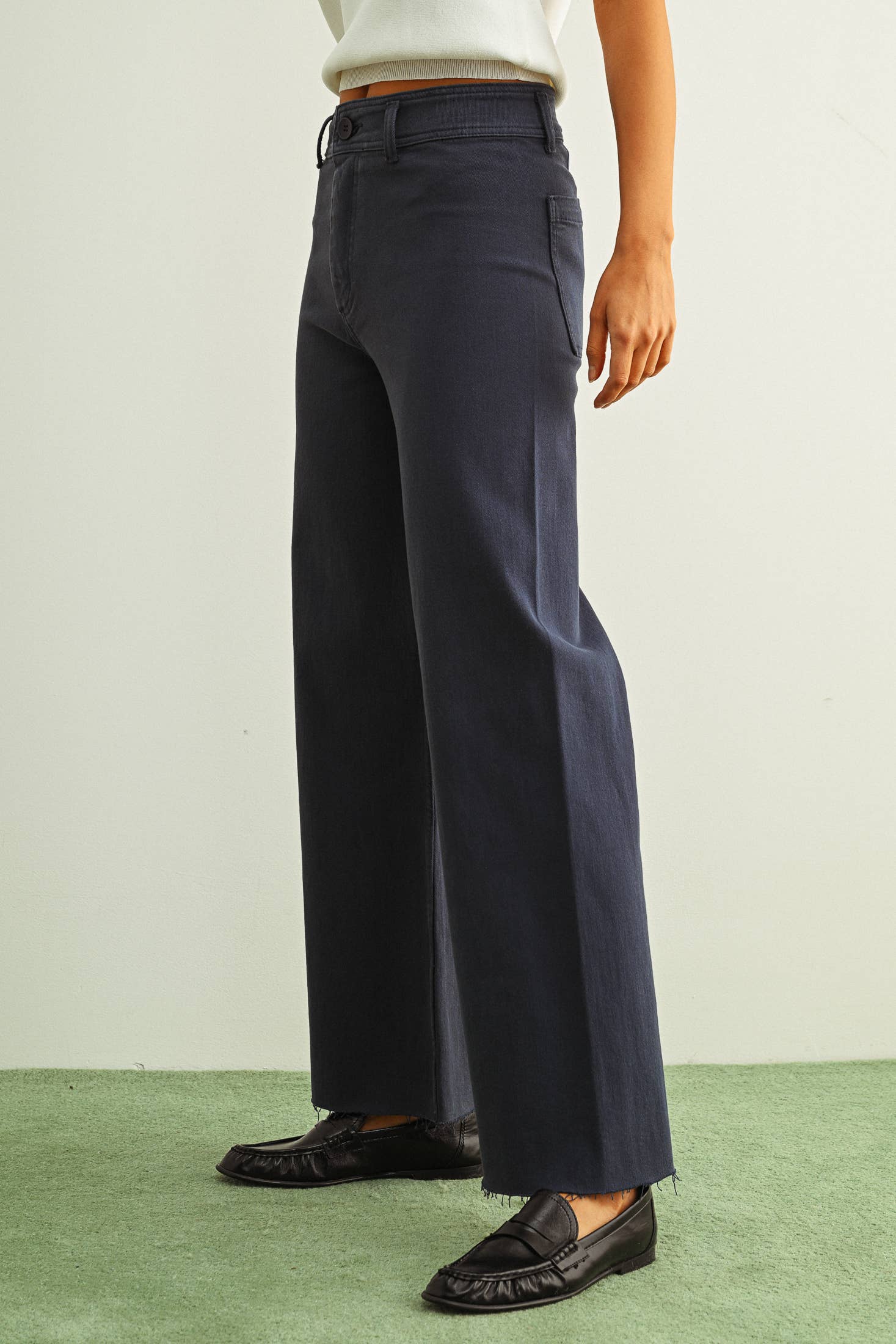 Straight Wide Leg Denim Pants