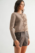 Bow Tie Front Knit Sweater