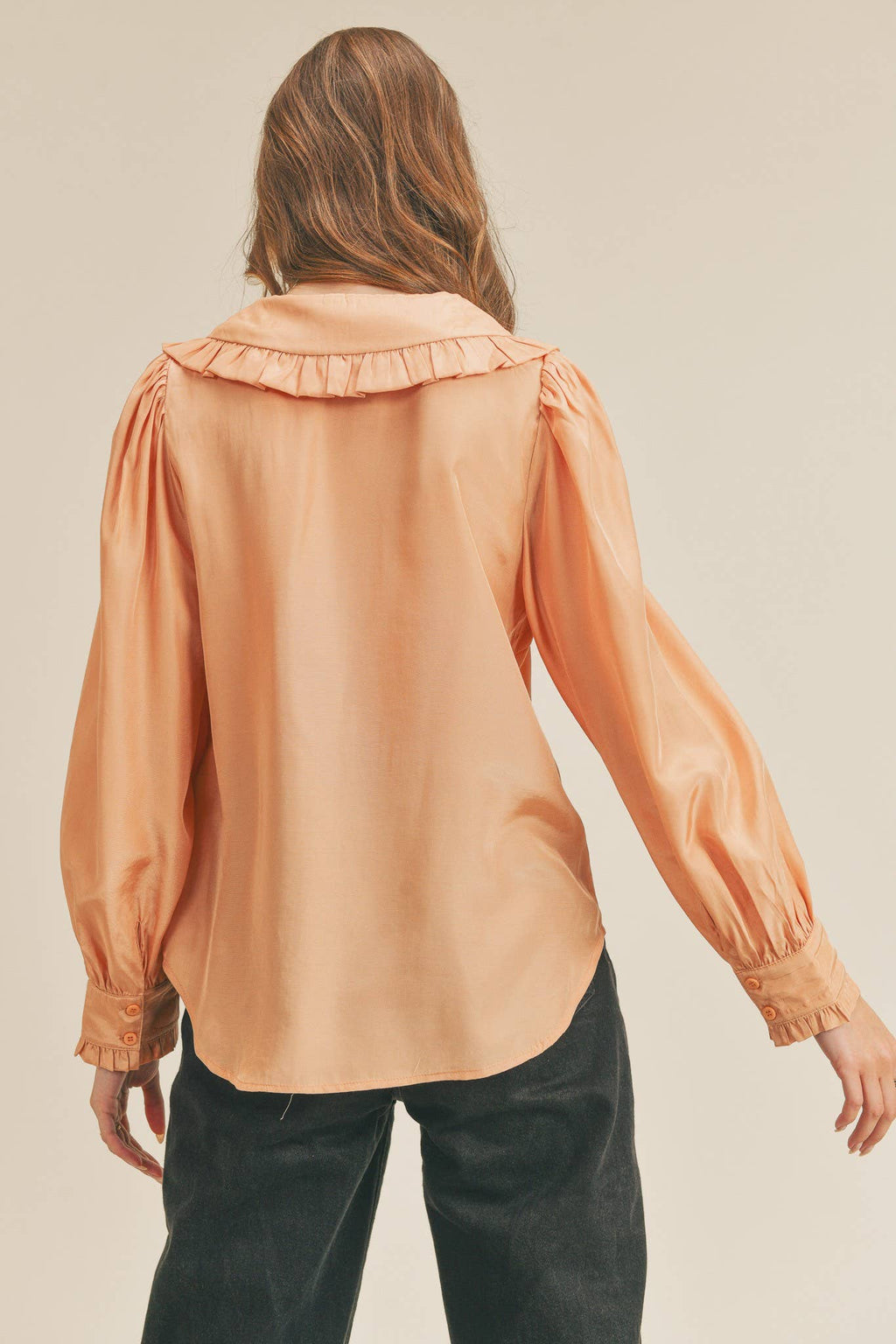 Ruffle Collar Button Down Top