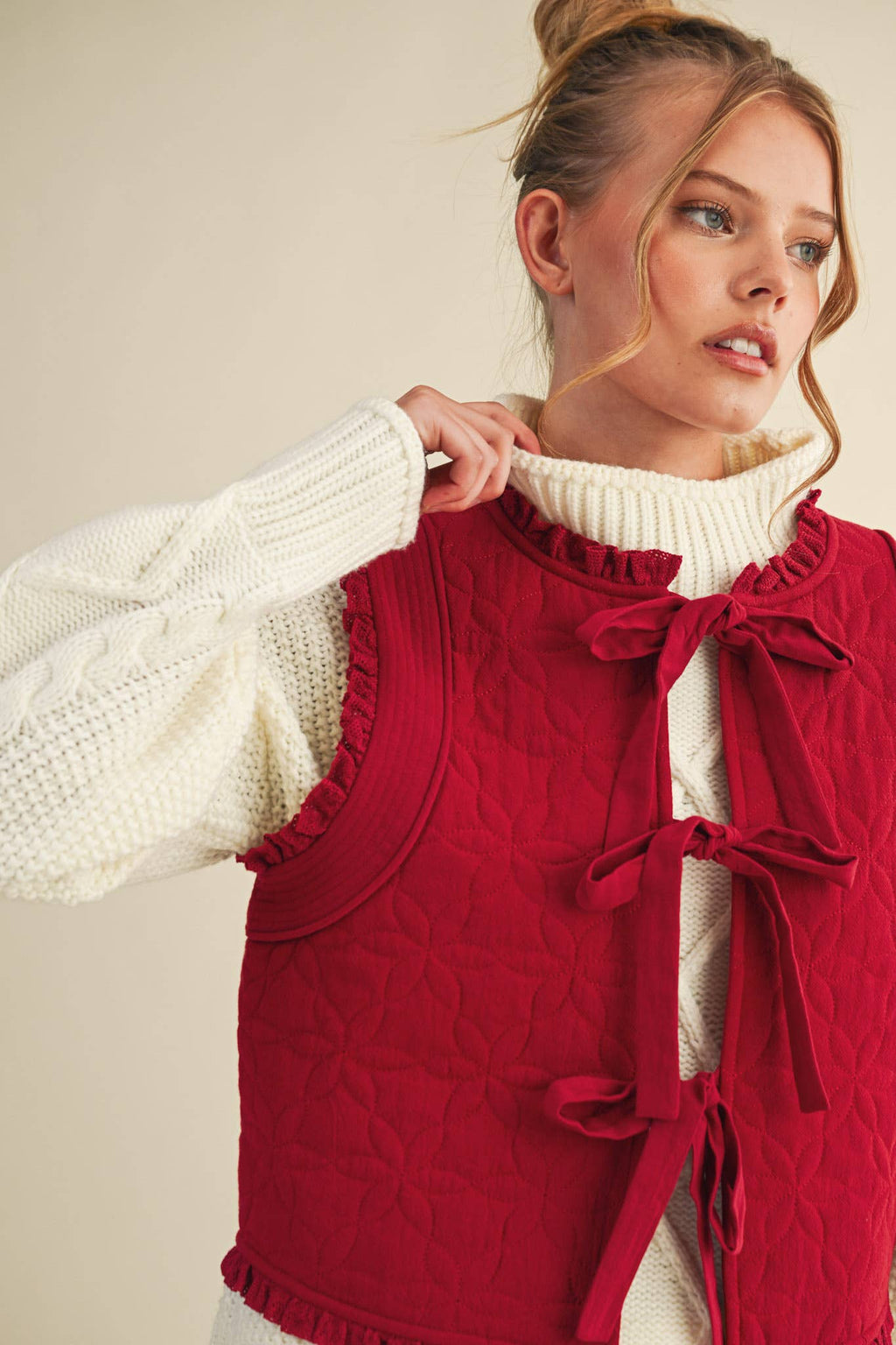 Floral Lace Trim Vest