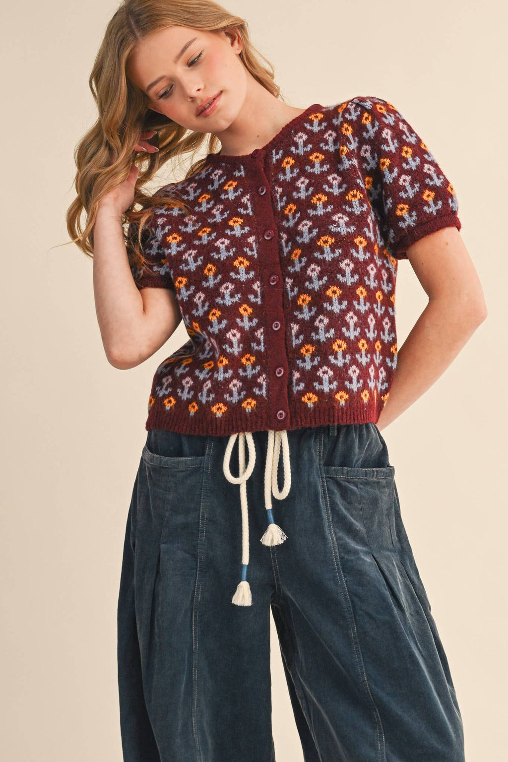 Floral Short Sleeve Cardigan