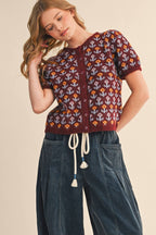 Floral Short Sleeve Cardigan
