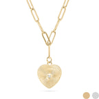 18K Gold Heart Paperclip Pendant Necklace