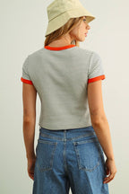 STRIPED RINGER TOP