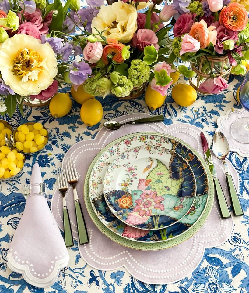 Cobalt flowers tablecloth