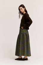 FRONT BUTTON CHECK SKIRT