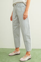 MINI CHECKER PATTERN BARREL PANTS