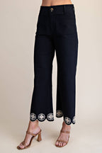 Colette Scallop-Hem Wide-Leg Pants