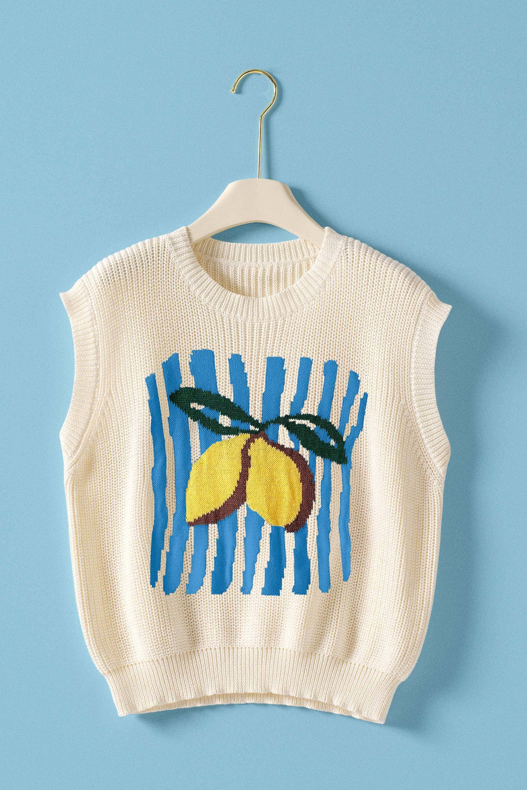Lemon Graphic Knit Vest Citrus Print