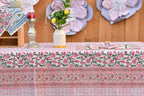 Pink Trail - Handblock Print Cotton Tablecloth