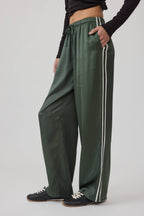 Elastic Waist Straight Pants