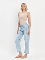 HIGH RISE LIGHT WASH BARREL LEG JEANS