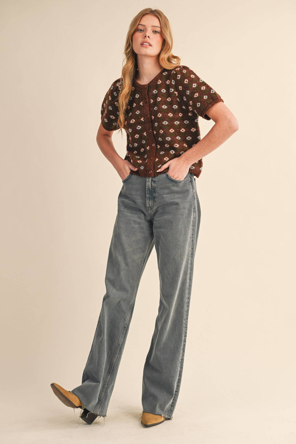 Floral Short Sleeve Cardigan