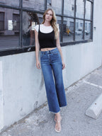 HIGH RISE TROUSER PRESS WIDE LEG JEANS