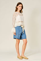 SMALL POLKA DOT BARREL SHORTS WITH BELT