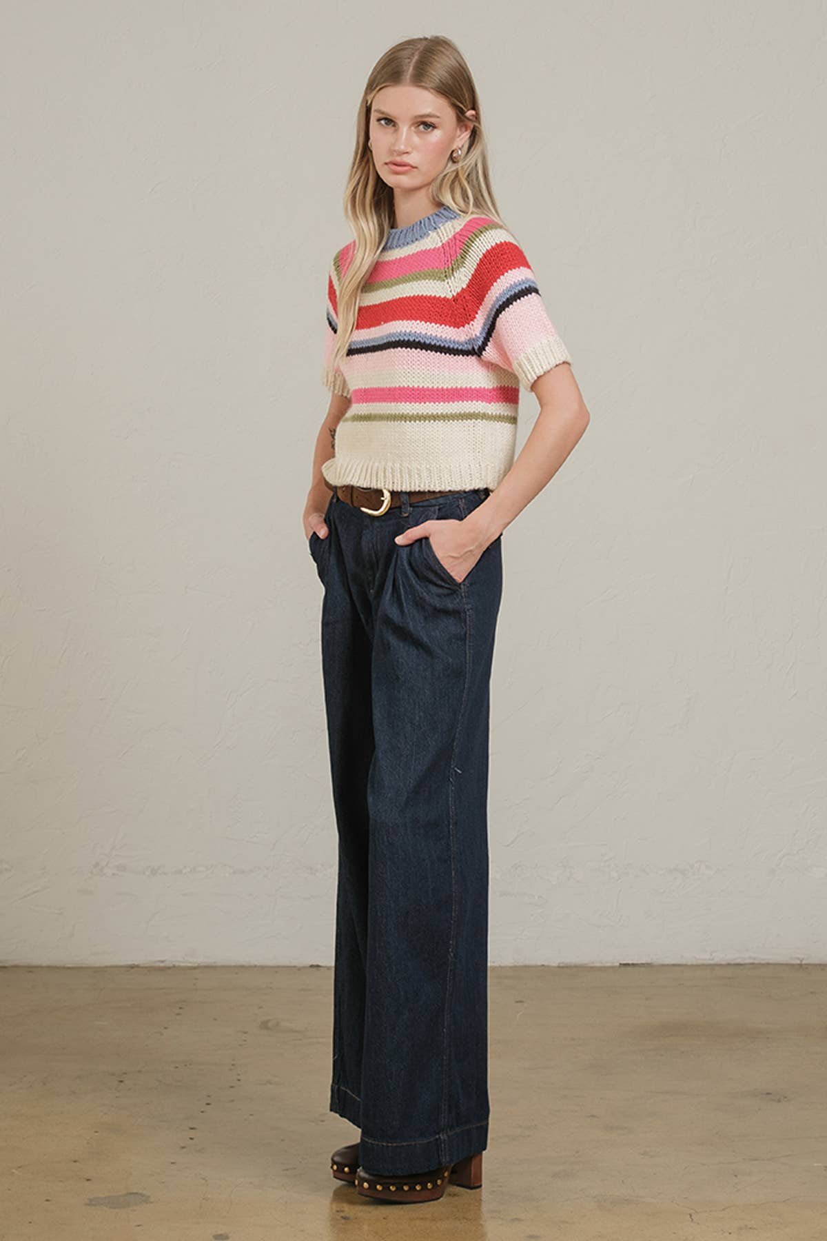 Chunky Knit Short Sleeve Sweater