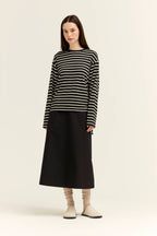 SIDE DRAWSTRING STRIPE CREWNECK SWEATSHIRTS
