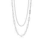 18K Gold Paperclip Layered Chain Necklace