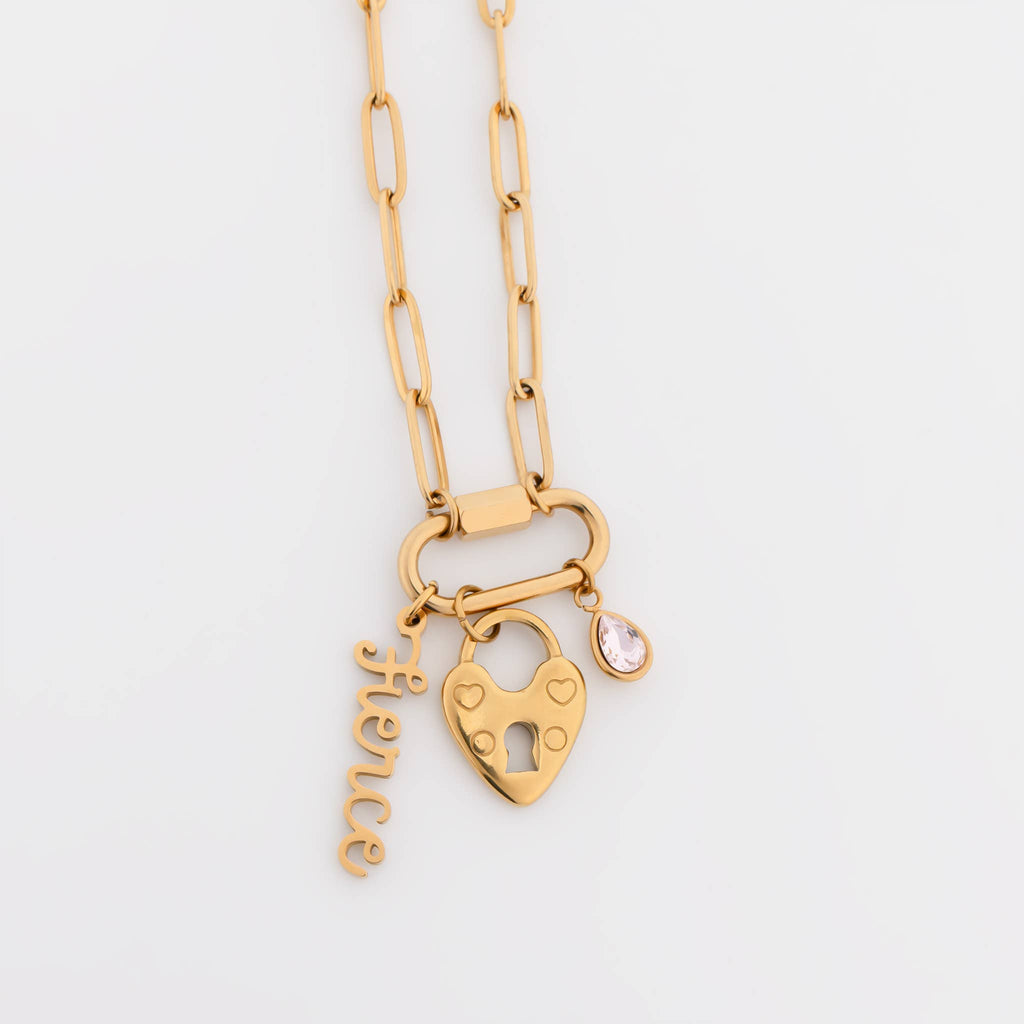 18K Gold Paperclip Carabiner Necklace