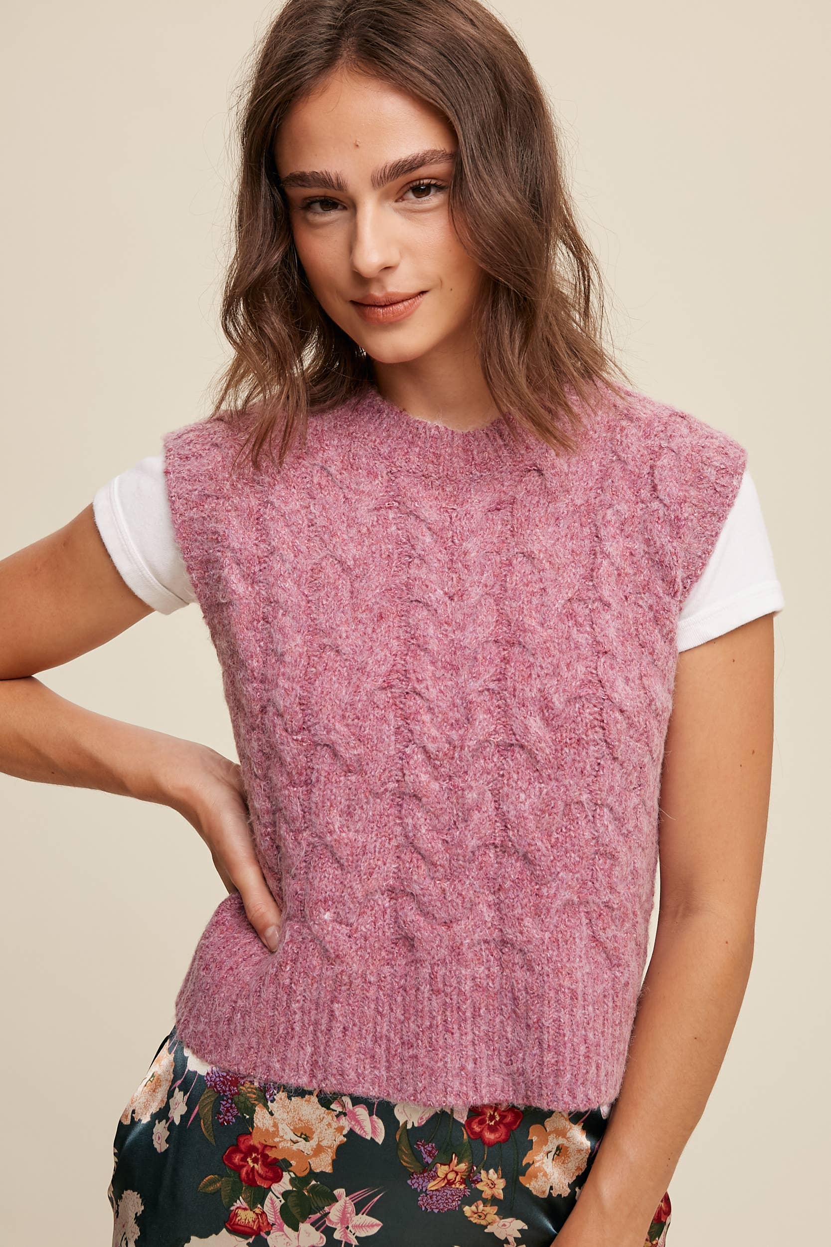 Cable Knit Sweater Vest