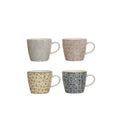 10 oz. Hand-Stamped Stoneware Mug w/ Pattern, 4 Styles