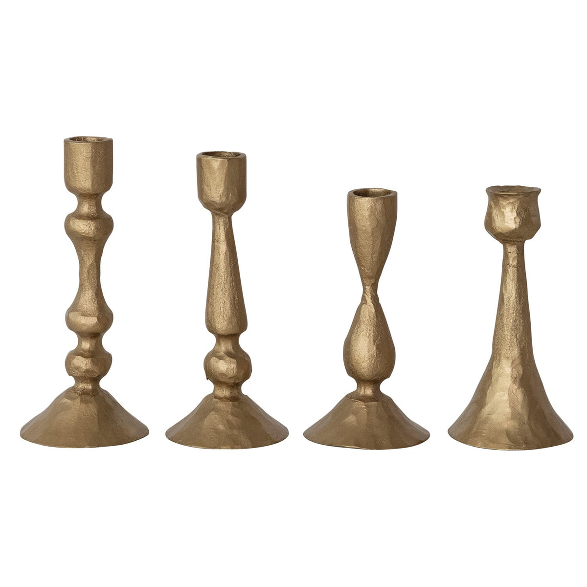 Hand-Forged Metal Taper Holder, Antique Gold Finish, 4 Styles (Holds 1/2" Taper)