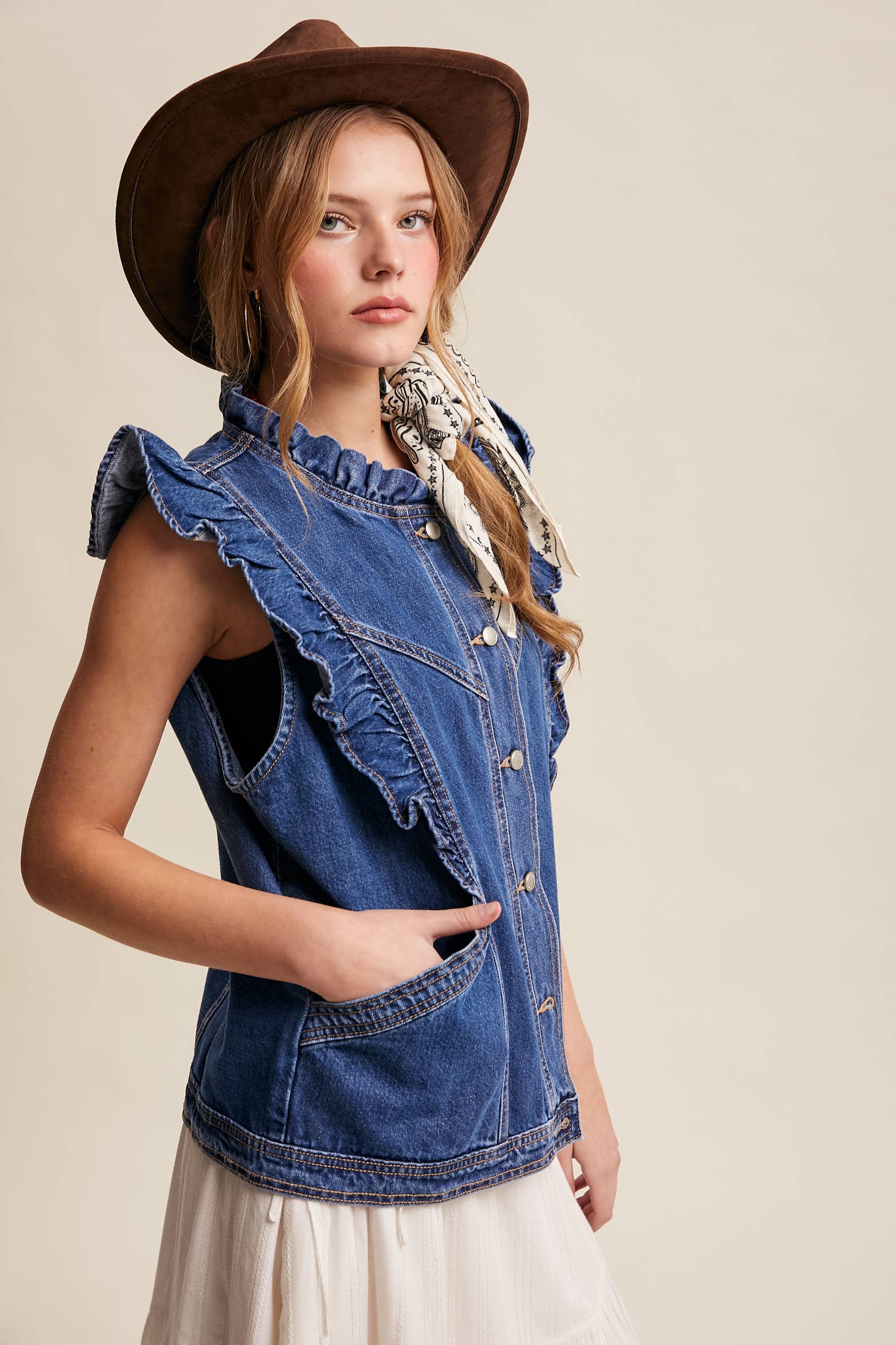 Ruffle Trim Vest