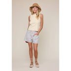 RIBBED KNIT TANK TOP WITH TRIM DETAIL